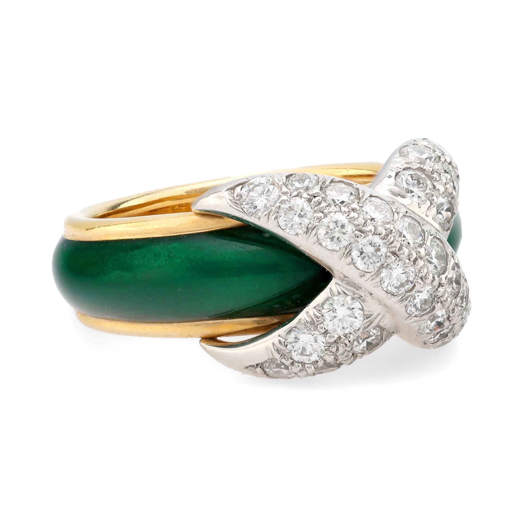 Tiffany & Co. Schlumberger: 18 Karat Gelbgold X-Ring mit Diamanten und Emaille (Moderne)