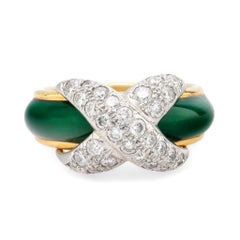 Tiffany & Co. Schlumberger: 18 Karat Gelbgold X-Ring mit Diamanten und Emaille