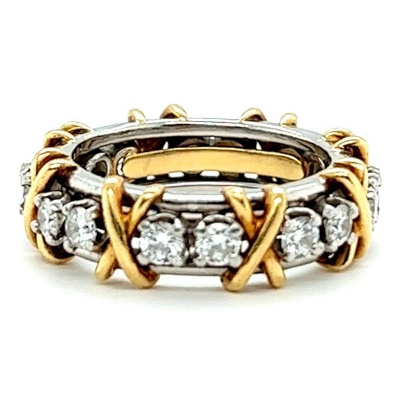 Tiffany and Co Schlumberger Diamond 18K Yellow Gold Platinum Sixteen ...