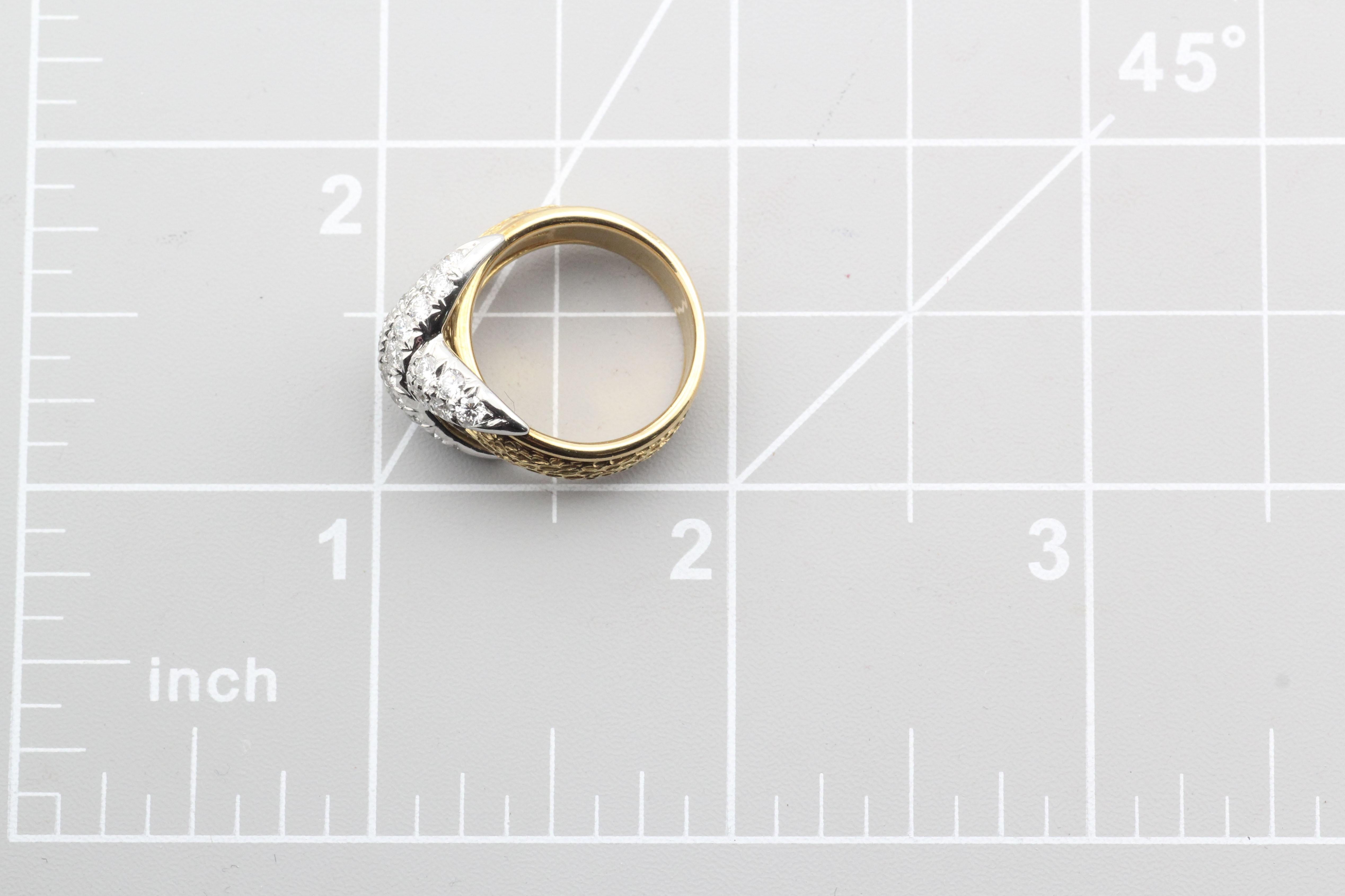 Tiffany & Co. Schlumberger Diamond 18K Yellow Gold Platinum X Ring Size 5 6
