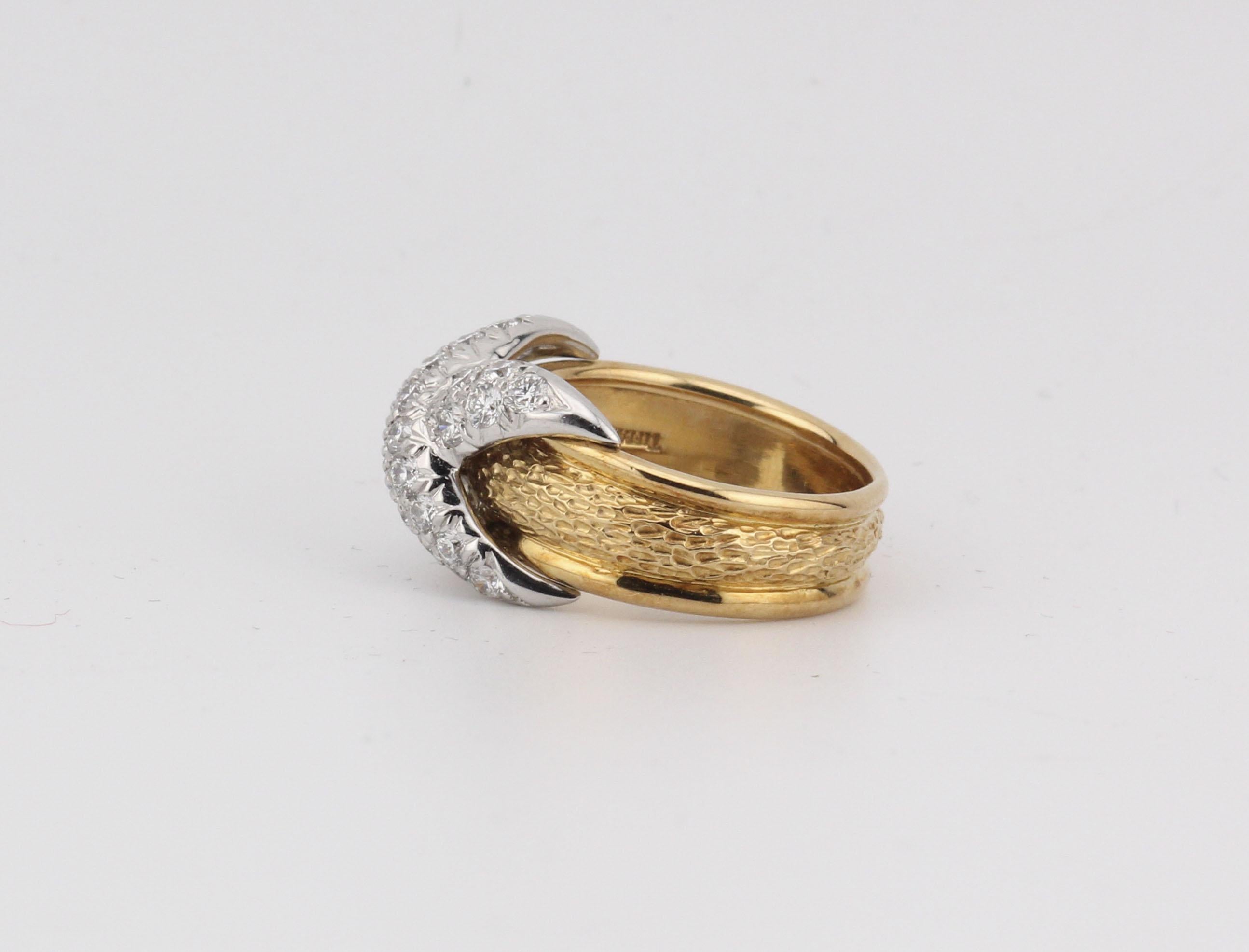 Tiffany & Co. Schlumberger Diamond 18K Yellow Gold Platinum X Ring Size 5 1