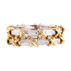 Tiffany & Co. Schlumberger Diamond Baguette Platinum and 18 Karat Gold Band