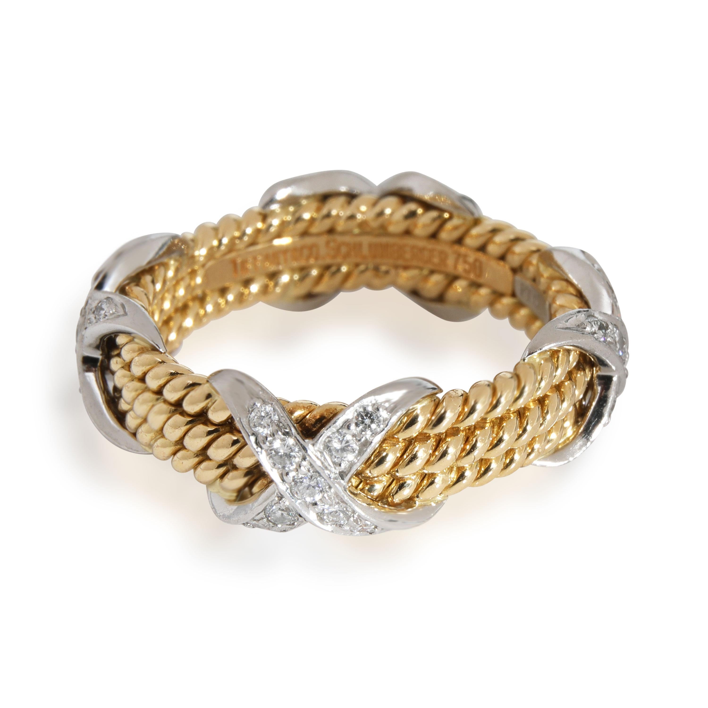 Tiffany & Co. Schlumberger Diamond Band in 18K Yellow Gold/Platinum In Excellent Condition In New York, NY