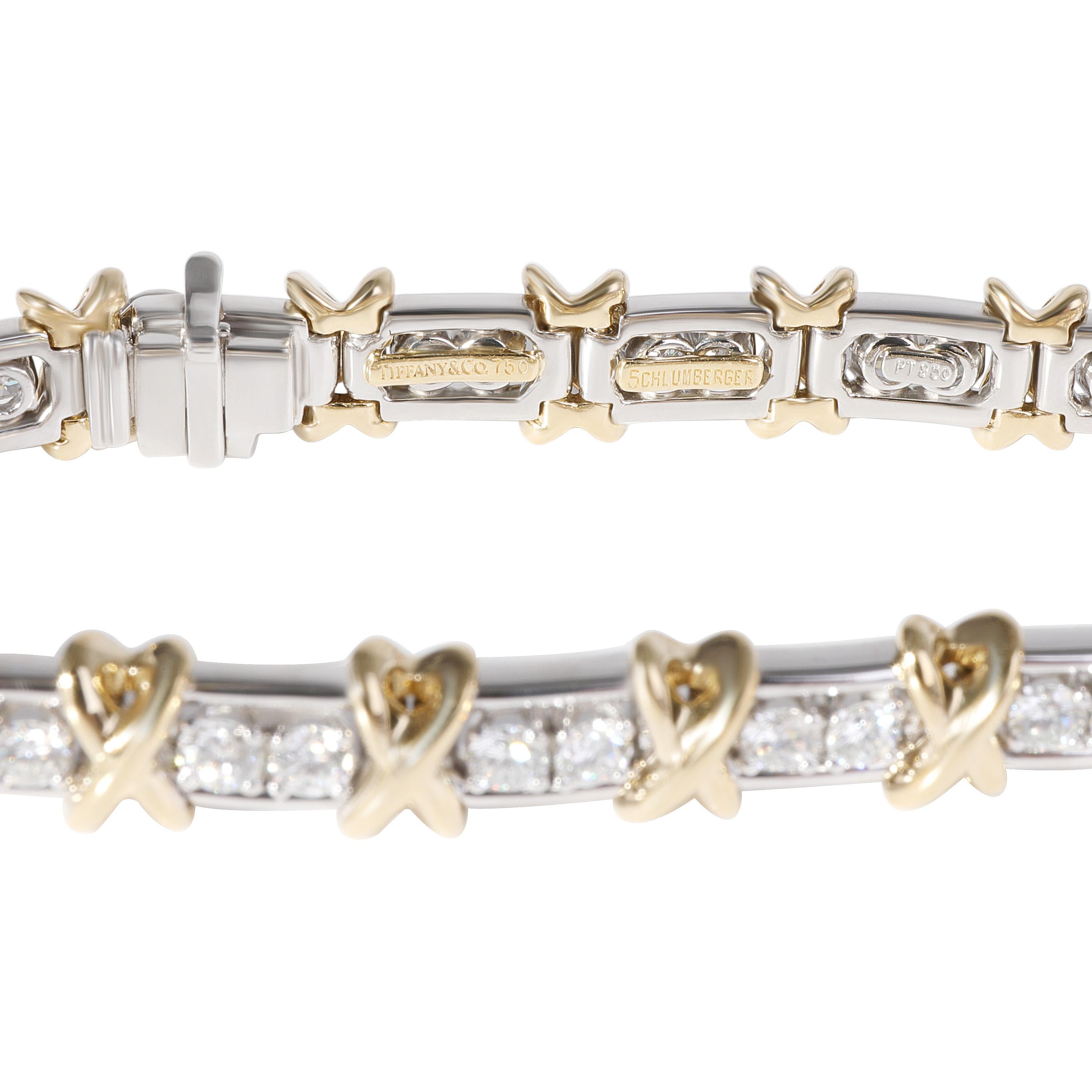 Tiffany & Co. Schlumberger Diamond Bracelet in 18k Yellow Gold/Platinum 2.95 Ctw In Excellent Condition In New York, NY