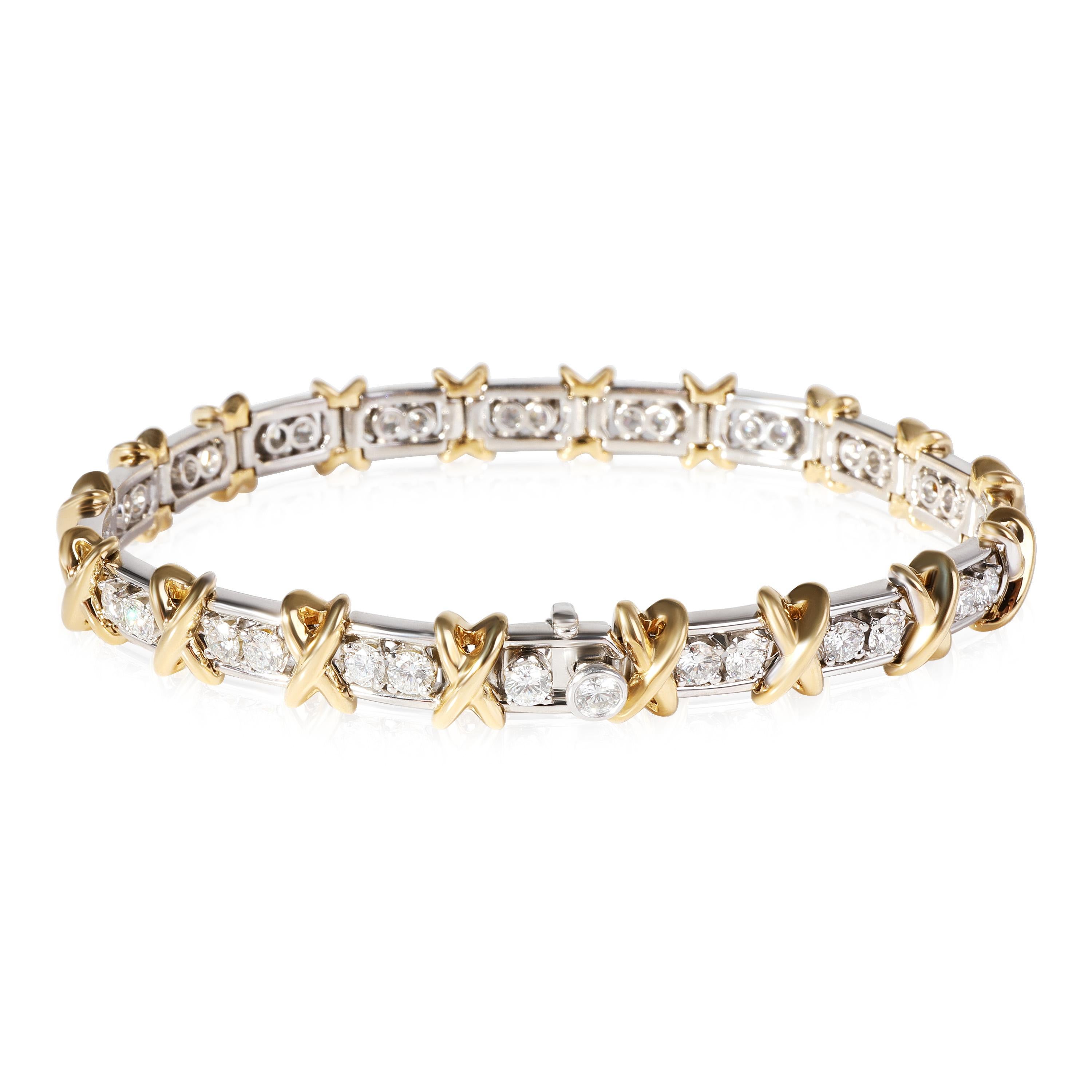 Women's or Men's Tiffany & Co. Schlumberger Diamond Bracelet in 18k Yellow Gold/Platinum 2.95 Ctw