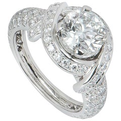 Tiffany & Co. Schlumberger Diamond Engagement Ring 2.94 Carat 1.55 G/VVS2 Center