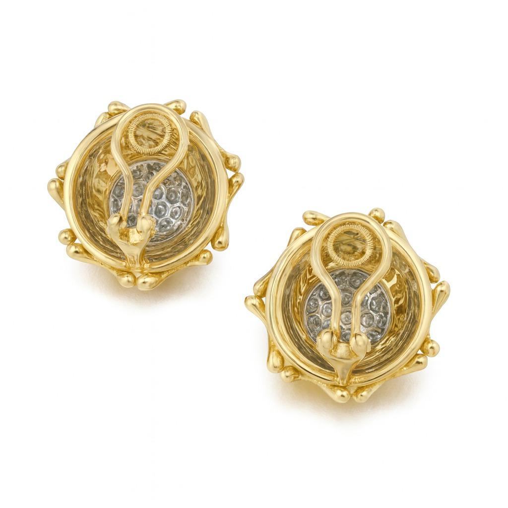 Tiffany & Co. Pendientes de oro y platino con diamantes Schlumberger  Jean Schlumberger Contemporáneo en venta