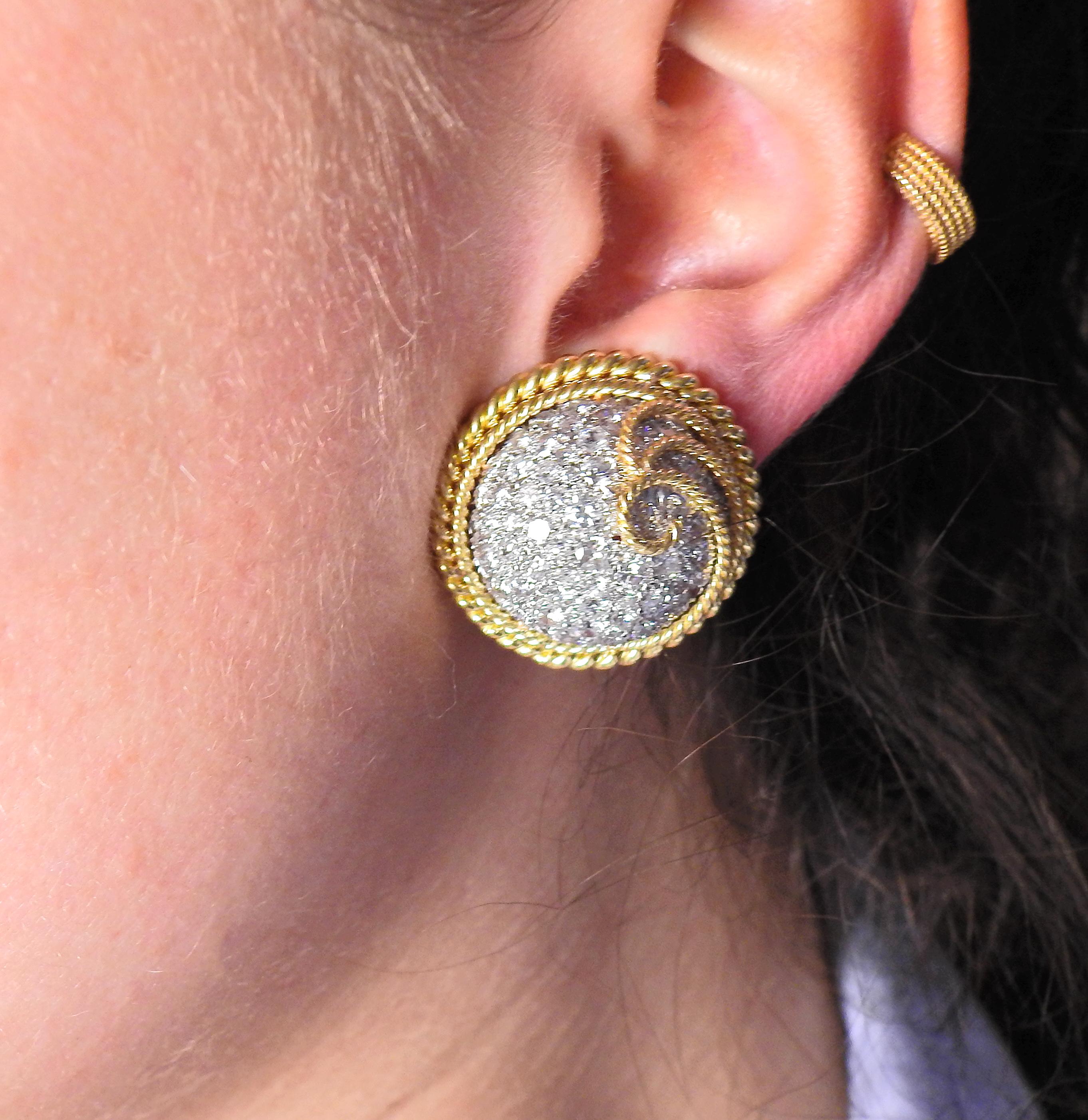 Women's Tiffany & Co. Schlumberger Diamond Gold Platinum Earrings