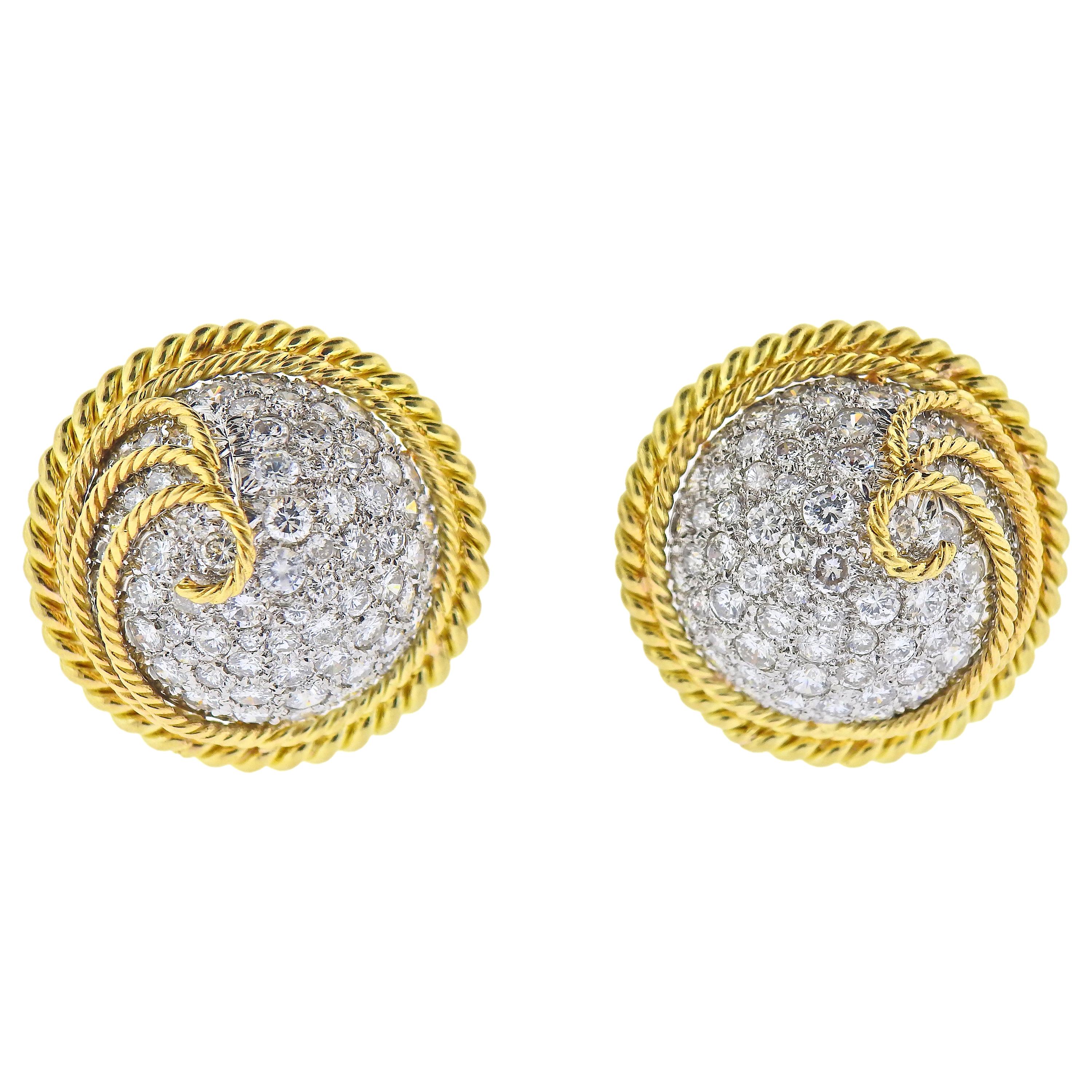 Tiffany & Co. Schlumberger Diamond Gold Platinum Earrings