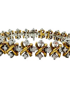 Tiffany & Co. Schlumberger Diamond Gold & Platinum X Bracelet