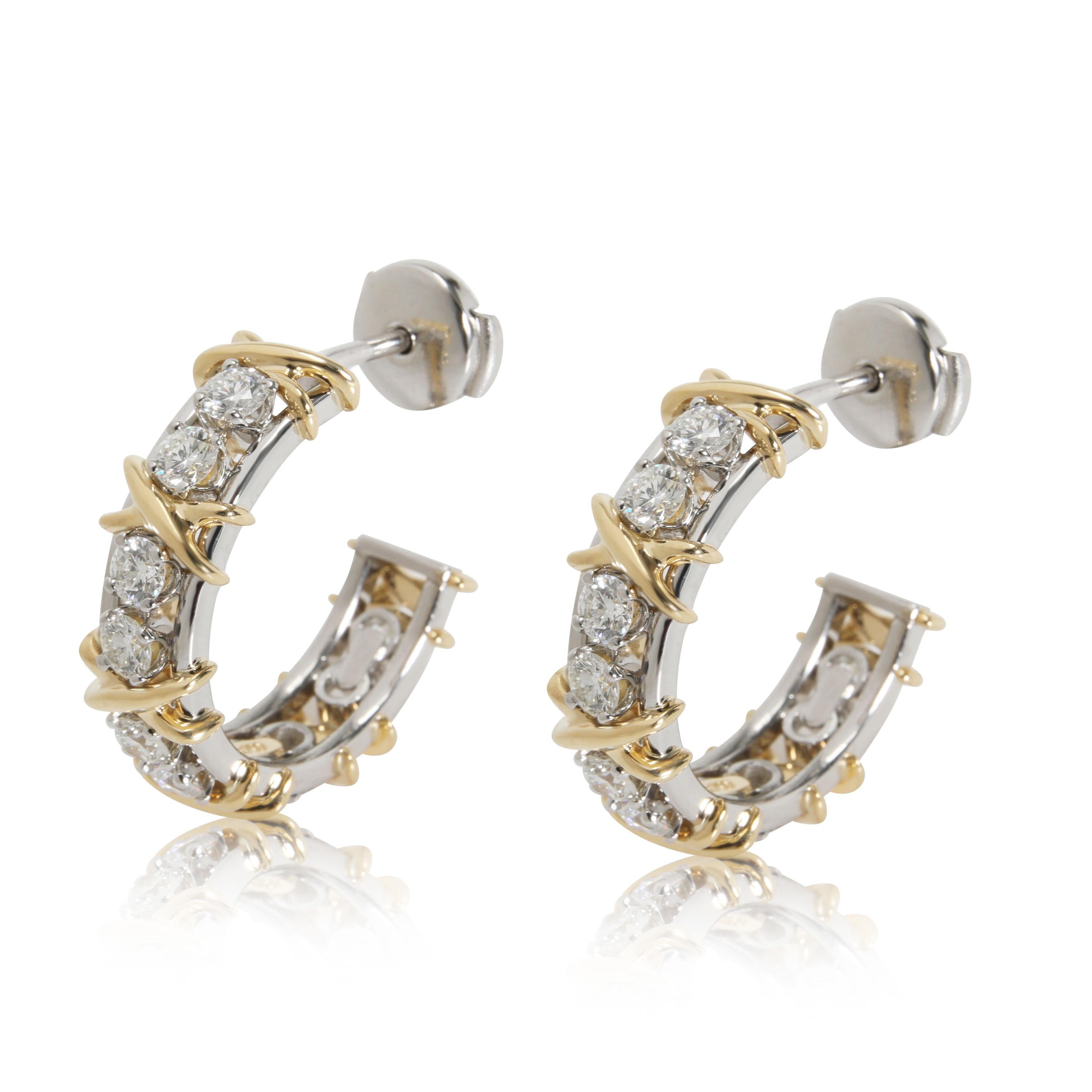 Tiffany & Co. Schlumberger Diamant-Creolen-Ohrring aus 18K Gelbgold/Platin 1,75 im Zustand „Hervorragend“ in New York, NY