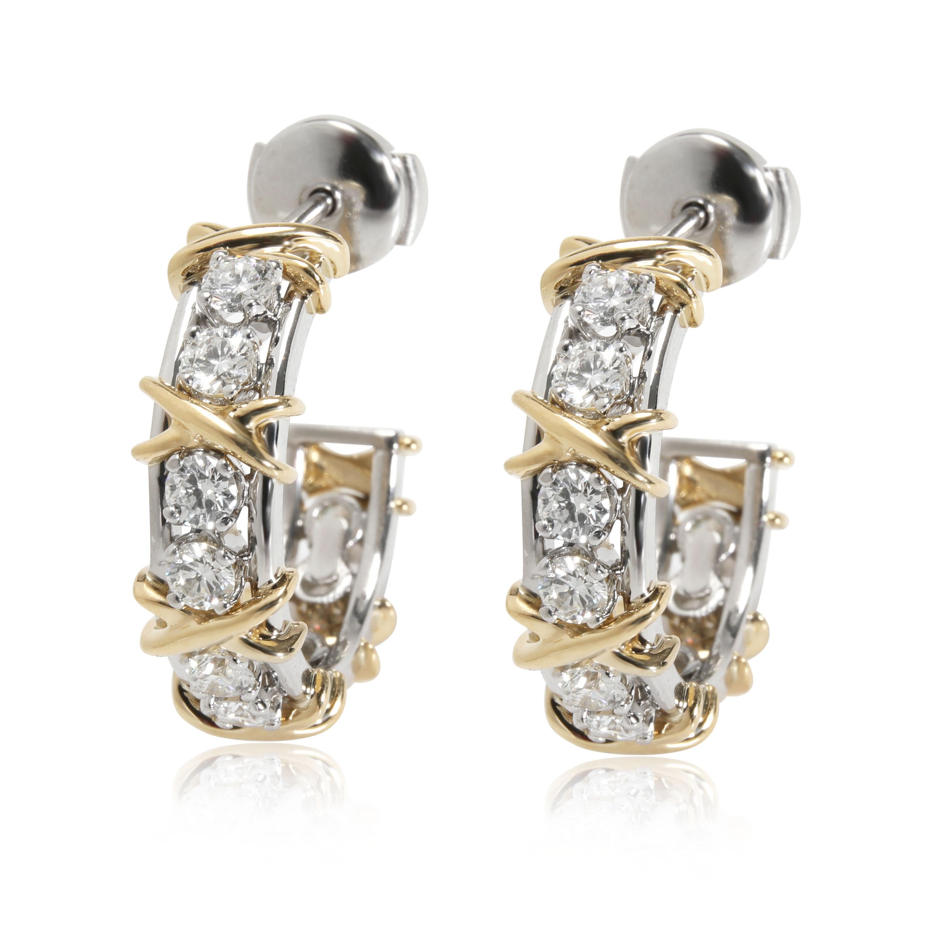 Tiffany & Co. Schlumberger Diamant-Creolen-Ohrring aus 18K Gelbgold/Platin 1,75 Damen