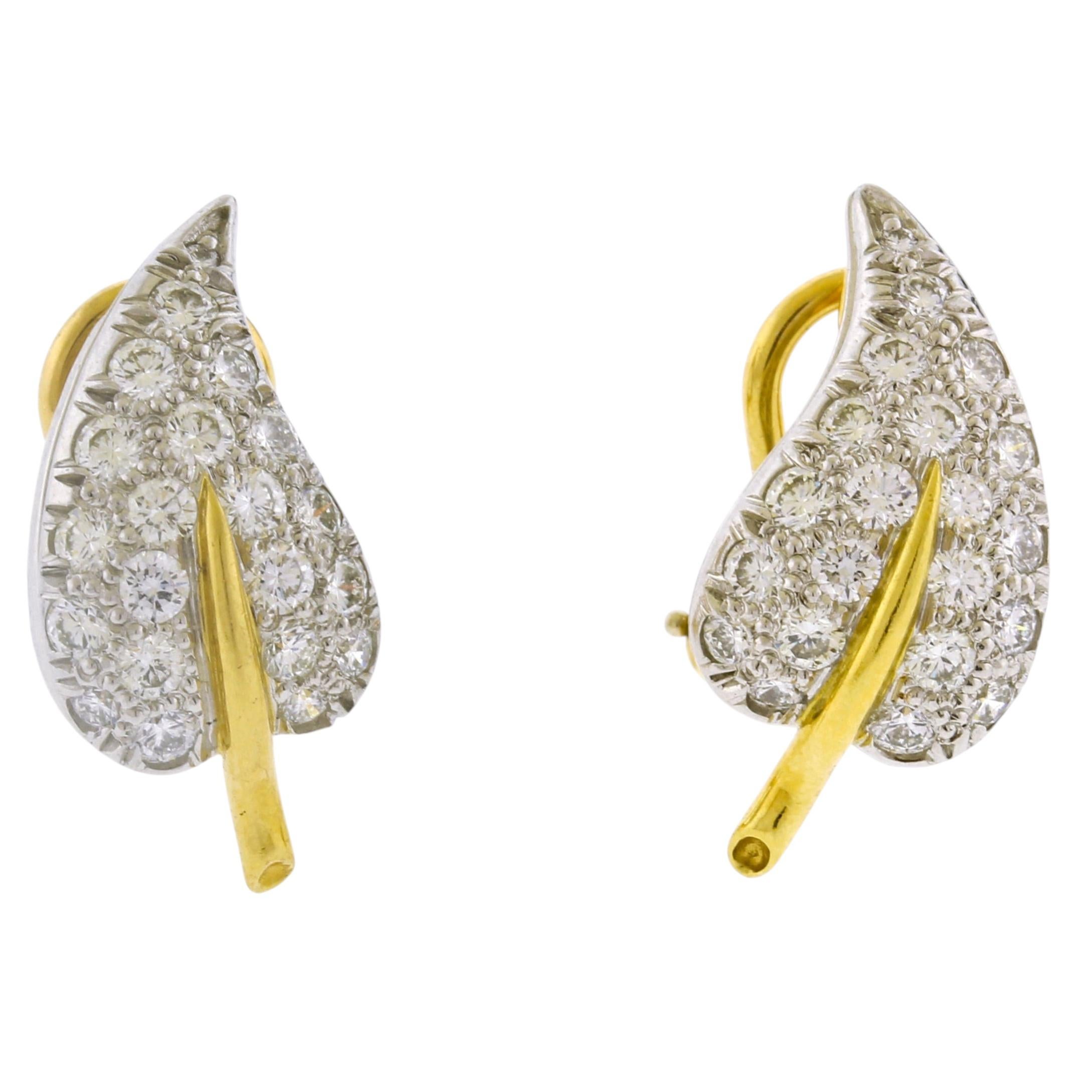Tiffany & Co. Schlumberger Diamond Leaf Earrings