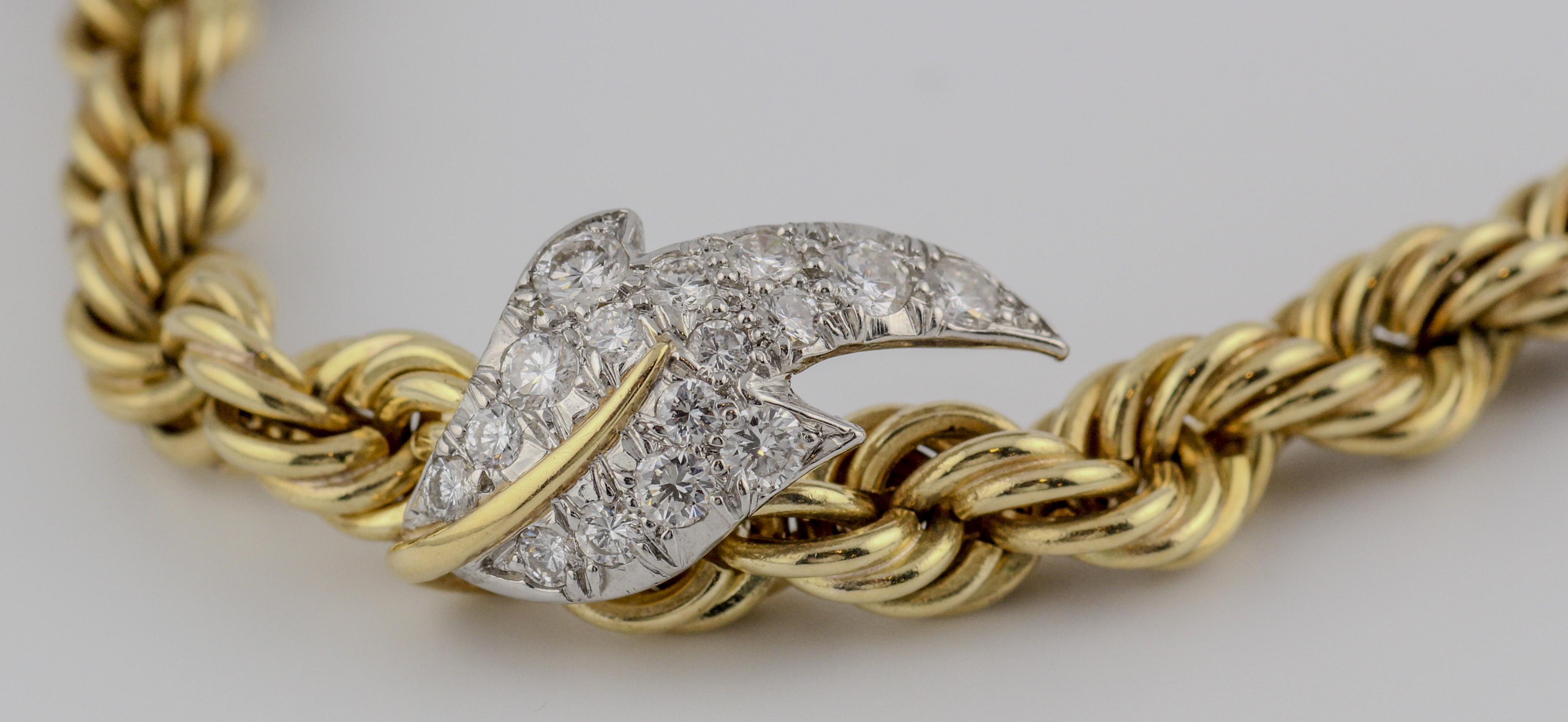 Tiffany & Co. Schlumberger Diamantblätter Platin 18k Gold Seil Halskette mit Diamanten 2