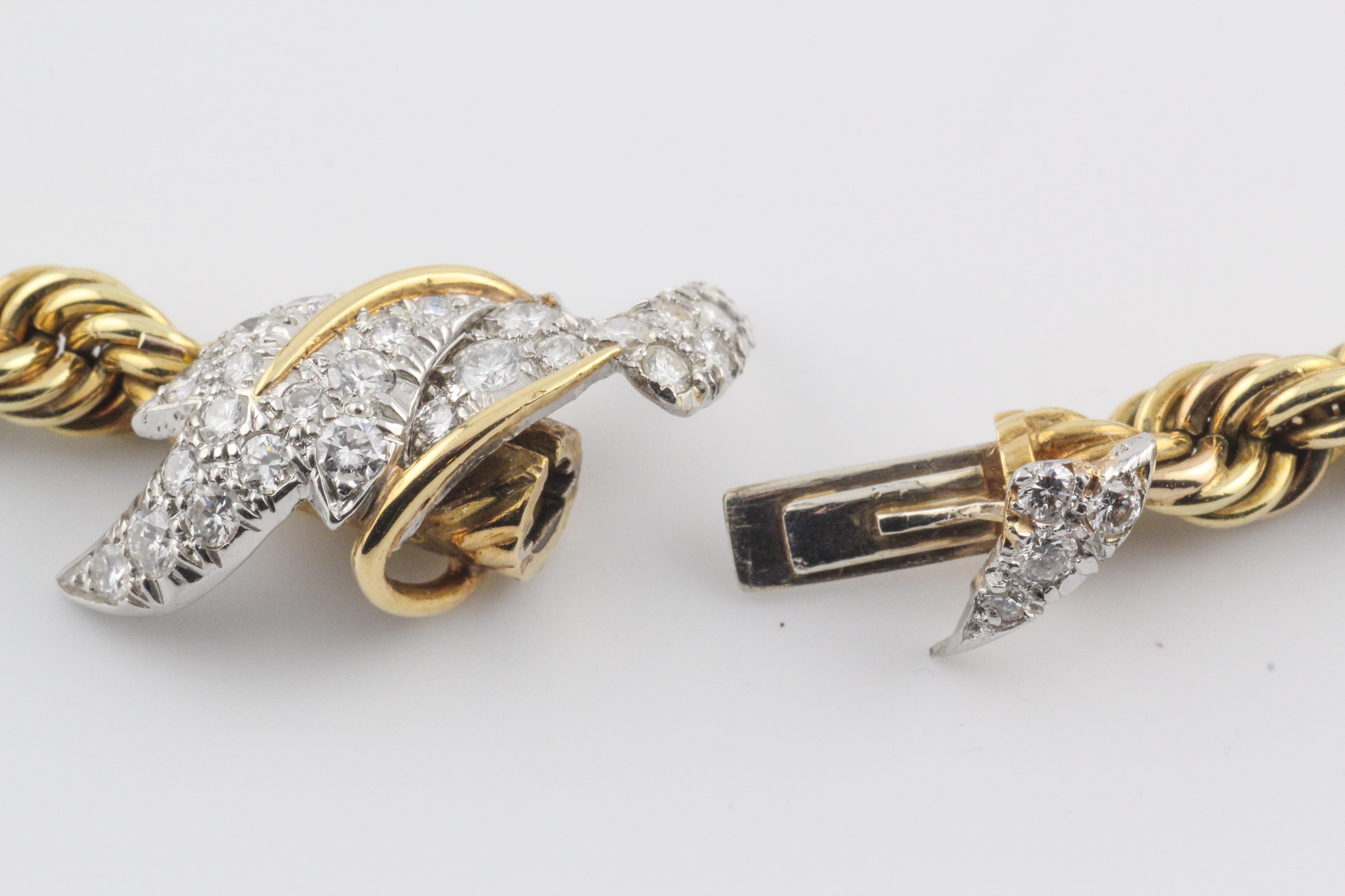 Tiffany & Co. Schlumberger Diamantblätter Platin 18k Gold Seil Halskette mit Diamanten 3