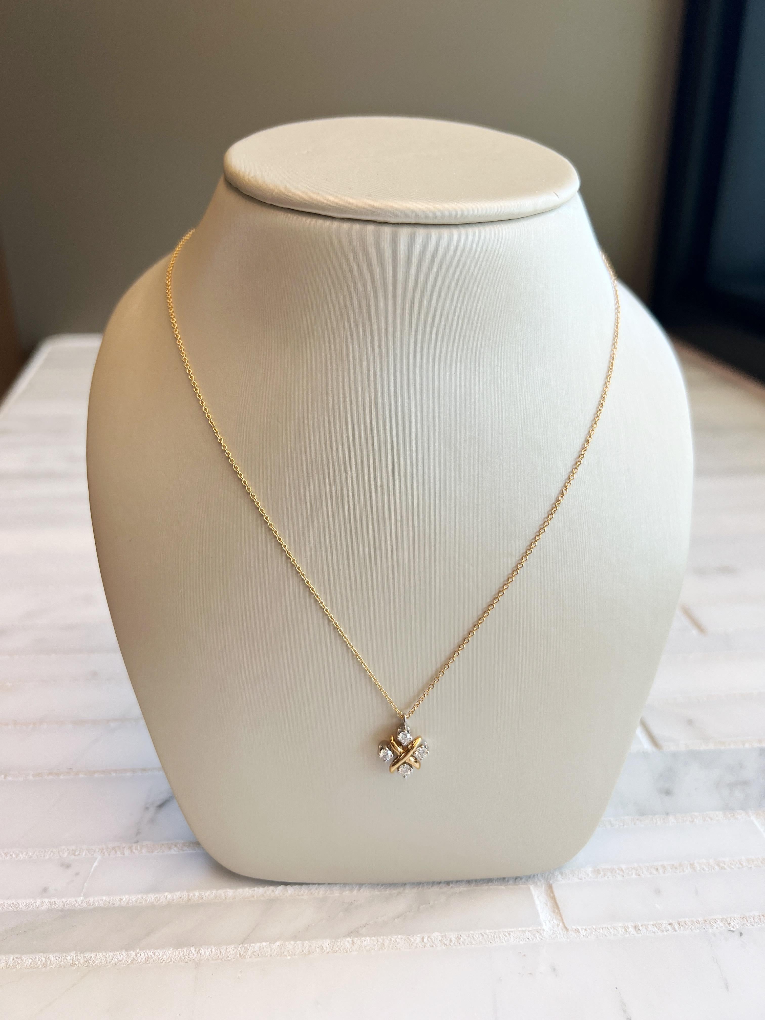 Round Cut Tiffany & Co. Schlumberger Diamond Pendant Necklace