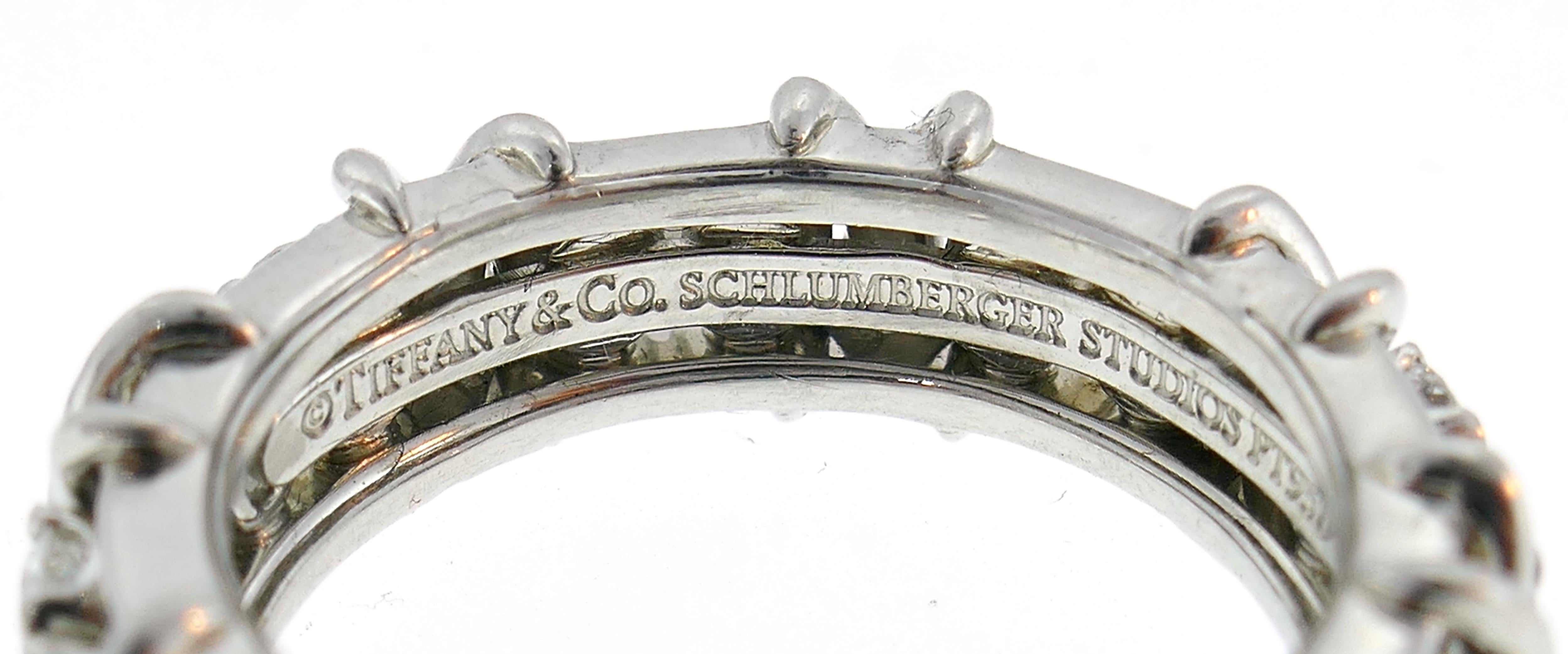 Tiffany & Co. Schlumberger Diamond Platinum Band Ring In Excellent Condition In Beverly Hills, CA