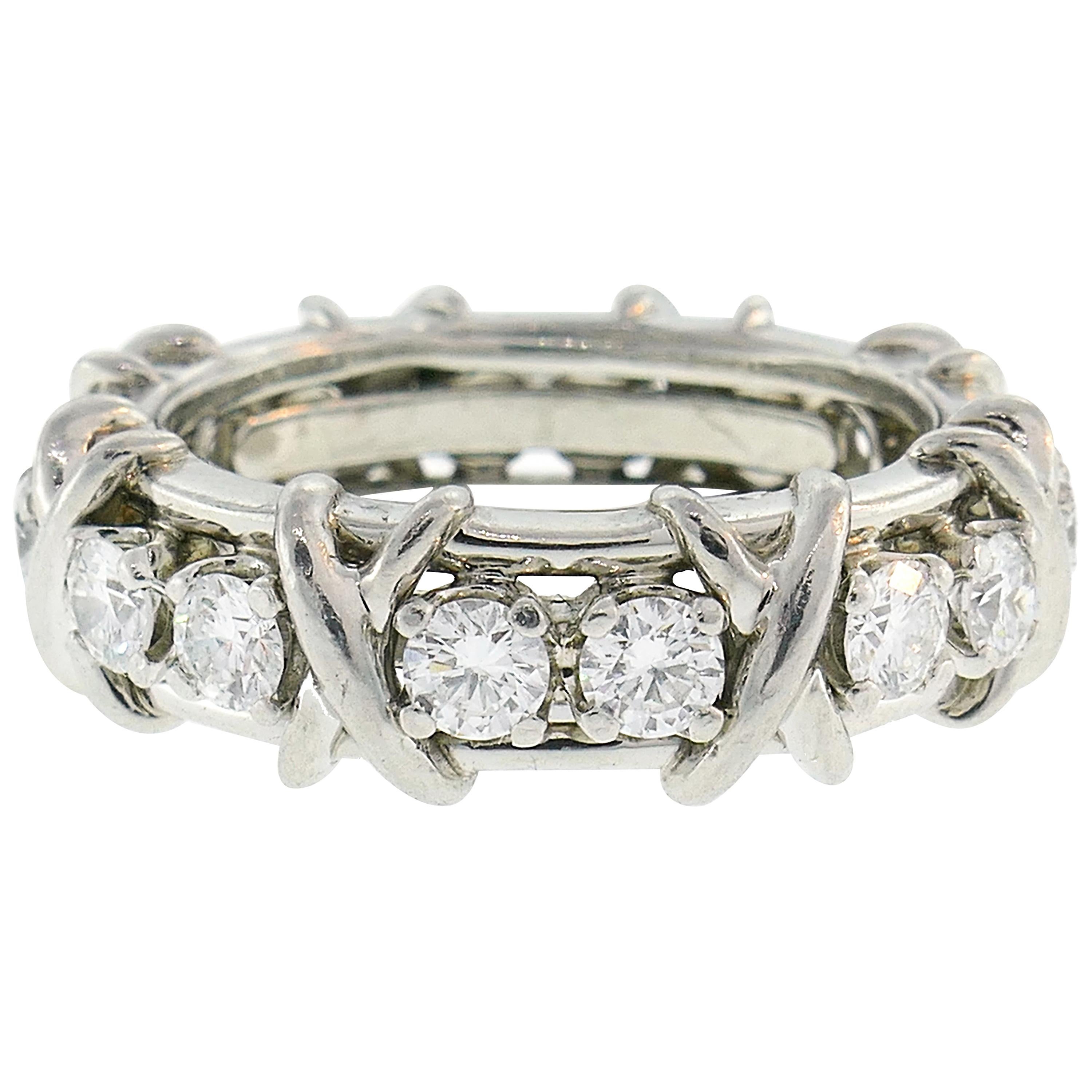 Tiffany & Co. Schlumberger Diamond Platinum Band Ring