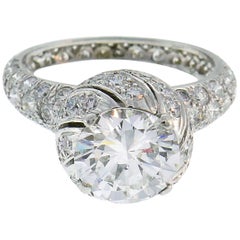 Tiffany & Co. Schlumberger Diamond Platinum Buds Ring 1.63-carat E VS2 GIA
