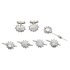 Retro TIFFANY & CO. SCHLUMBERGER Diamond Platinum Cufflinks Studs Jabot Set