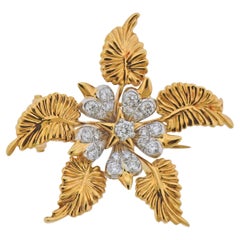 Tiffany & Co. Schlumberger Diamond Platinum Gold Brooch Pin