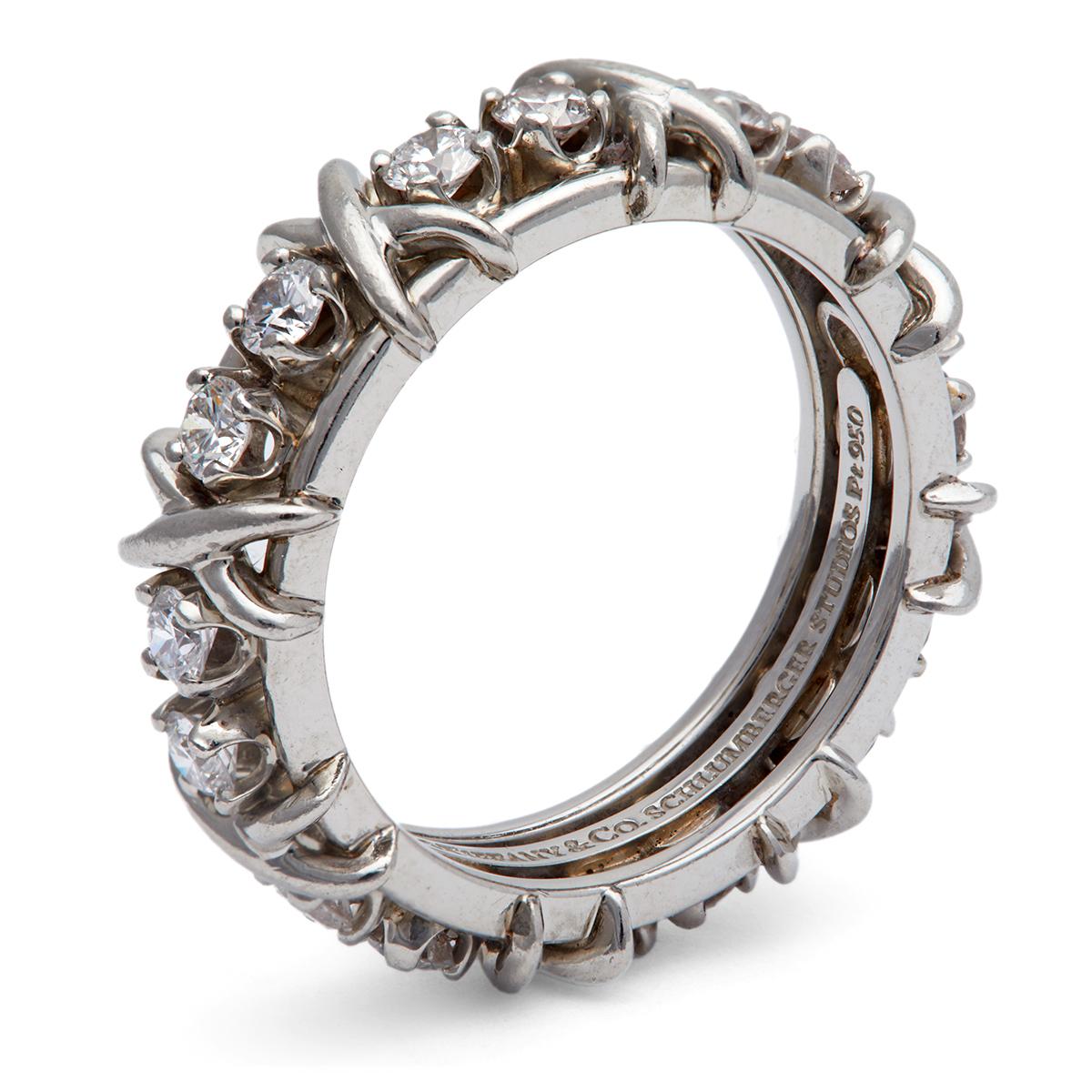 Brilliant Cut Tiffany & Co. Schlumberger Diamond Platinum Sixteen Stone Ring