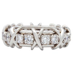 Tiffany & Co. Schlumberger Diamond Platinum Vintage Sixteen Stone X Band Ring