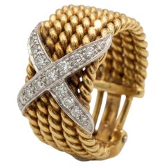 Tiffany & Co. Schlumberger „Diamond Rope“ Ohrclips aus 18-karätigem Gold und Platin