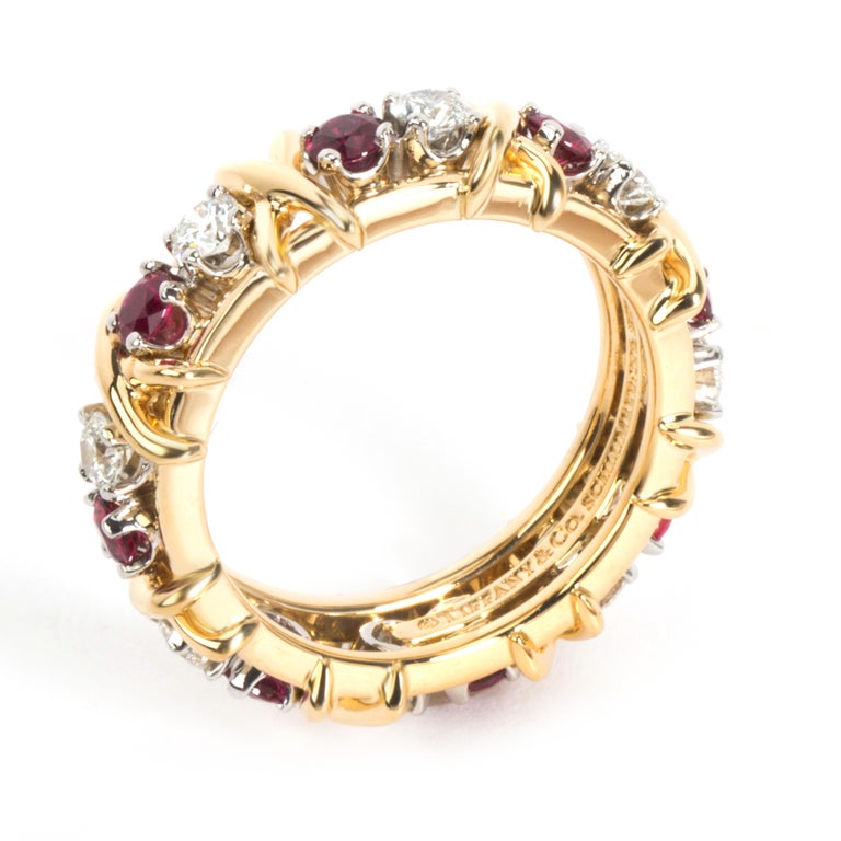 Tiffany and Co. Schlumberger Diamond Ruby Eternity Ring in 18 Karat ...