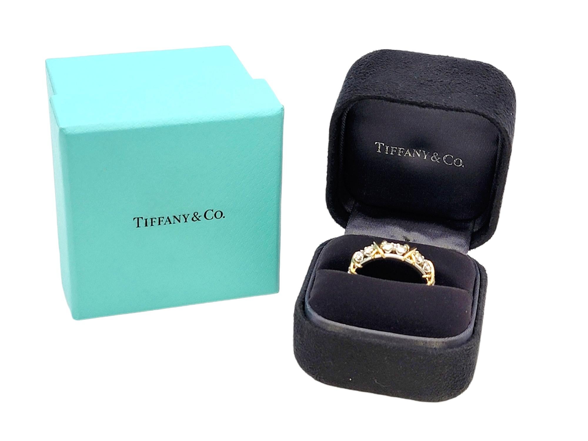 Tiffany & Co. Schlumberger Diamond Sixteen-Stone Platinum and Gold Band Ring  4