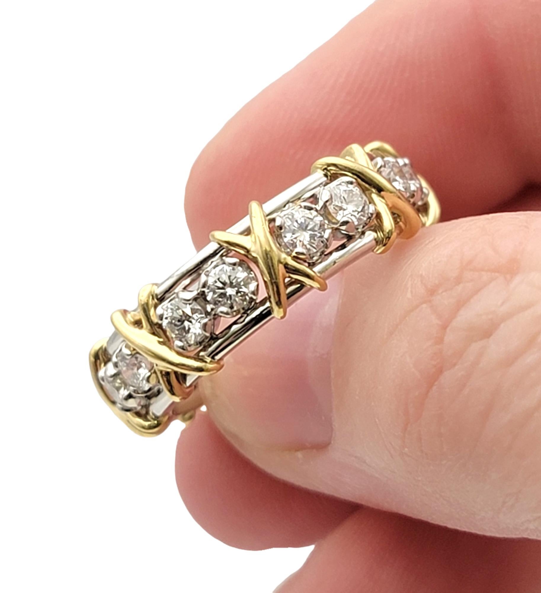 Tiffany & Co. Schlumberger Diamantring aus Platin und Gold mit sechszehn Steinen 5