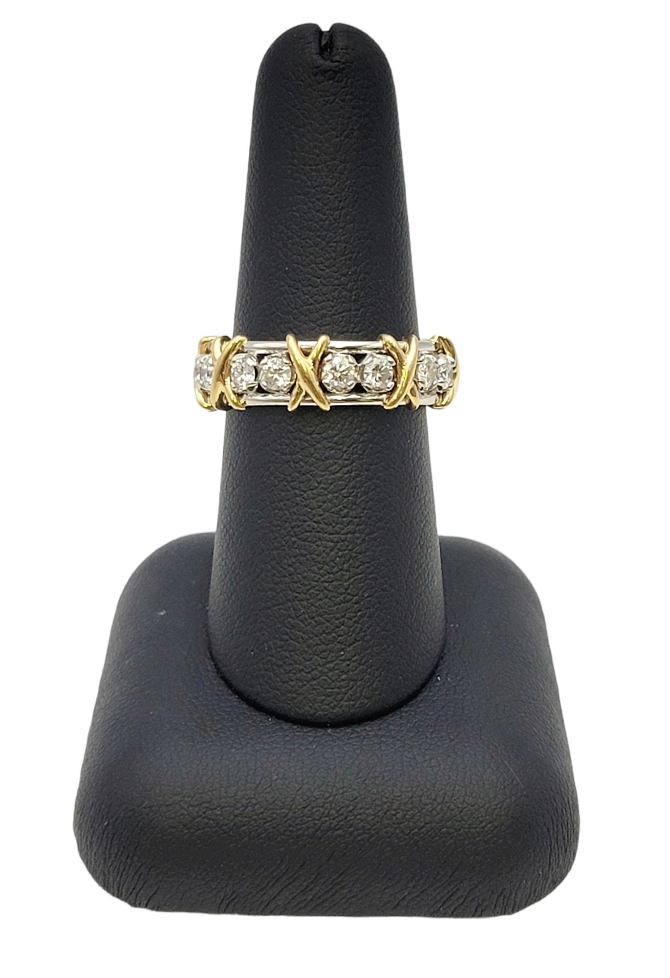 Tiffany & Co. Schlumberger Diamond Sixteen-Stone Platinum and Gold Band Ring  6