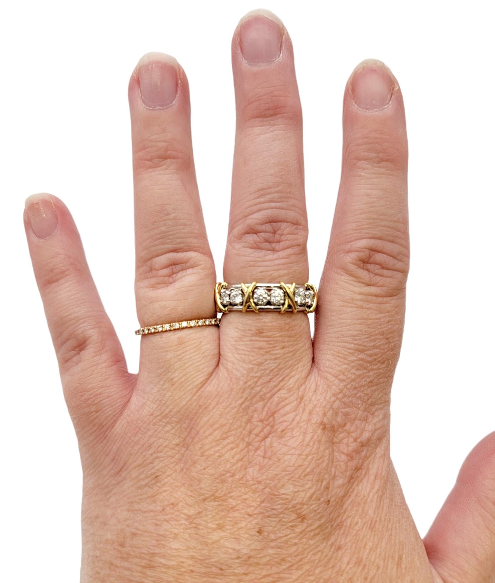 Tiffany & Co. Schlumberger Diamond Sixteen-Stone Platinum and Gold Band Ring  8