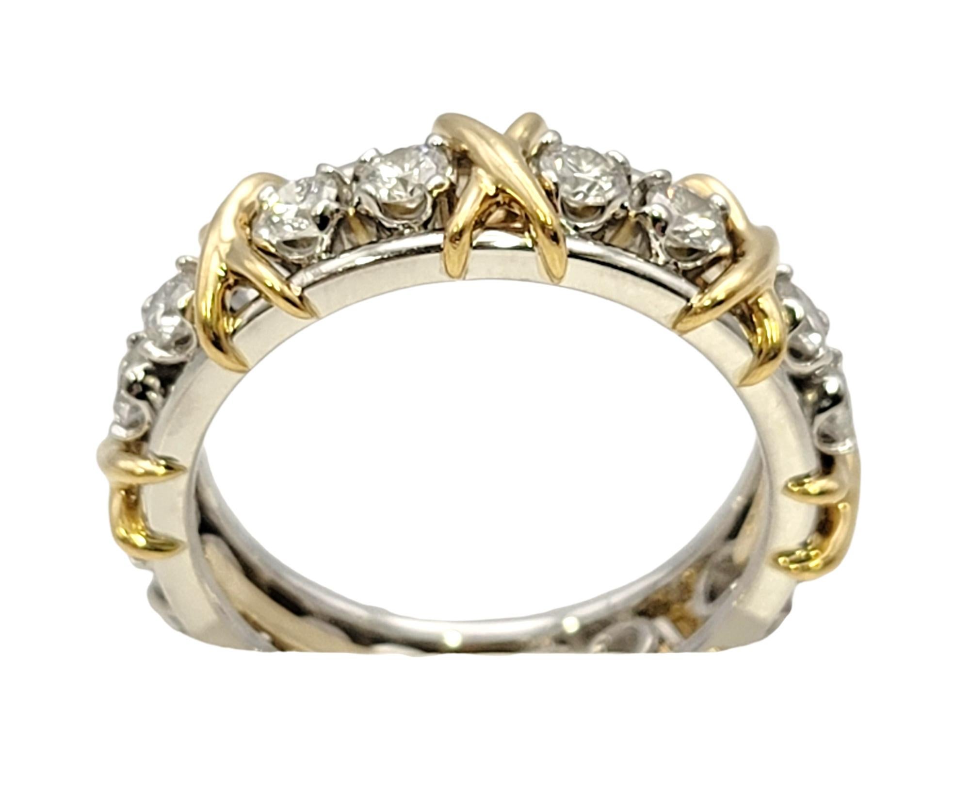 Women's Tiffany & Co. Schlumberger Diamond Sixteen-Stone Platinum and Gold Band Ring 