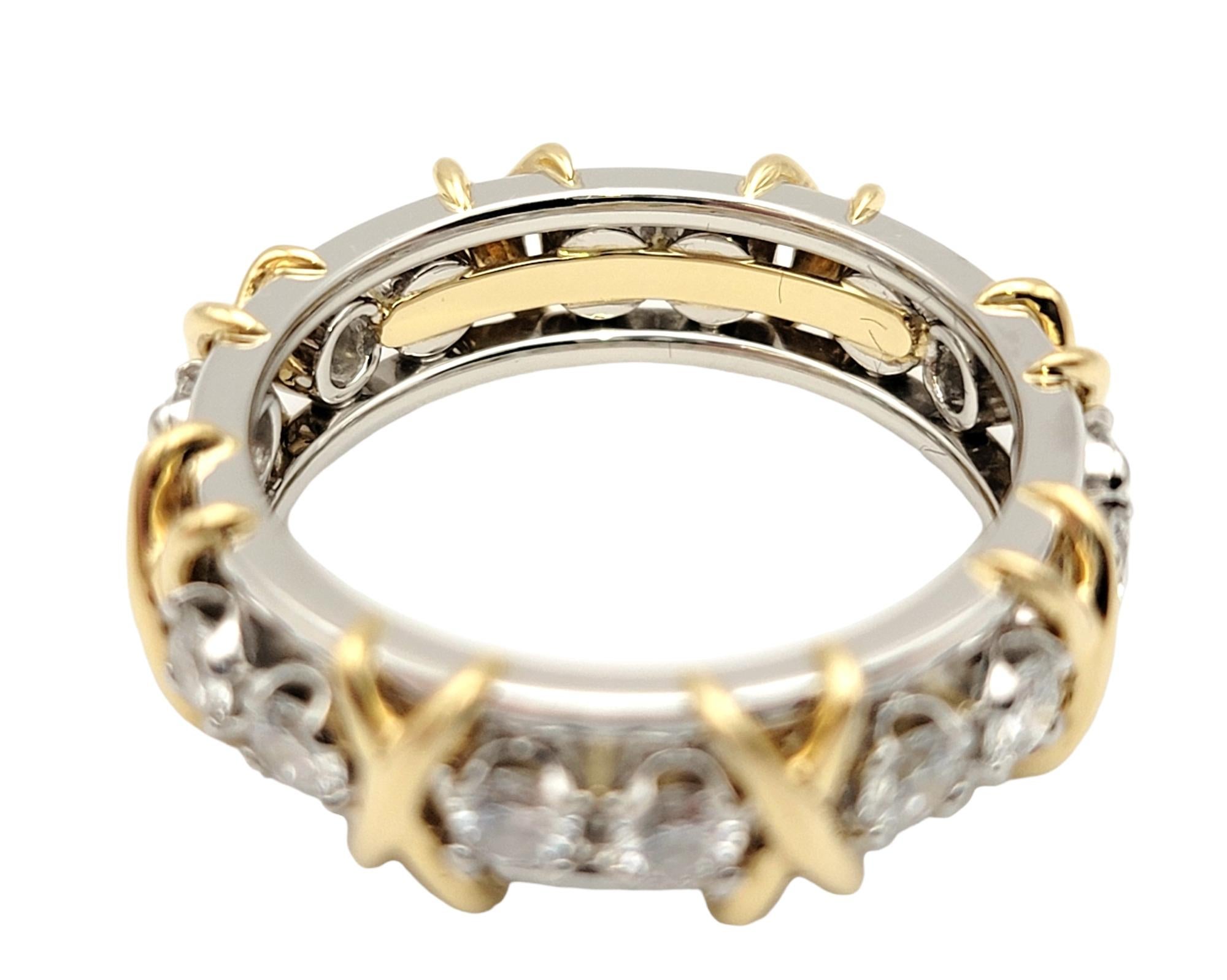 Tiffany & Co. Schlumberger Diamantring aus Platin und Gold mit sechszehn Steinen 2