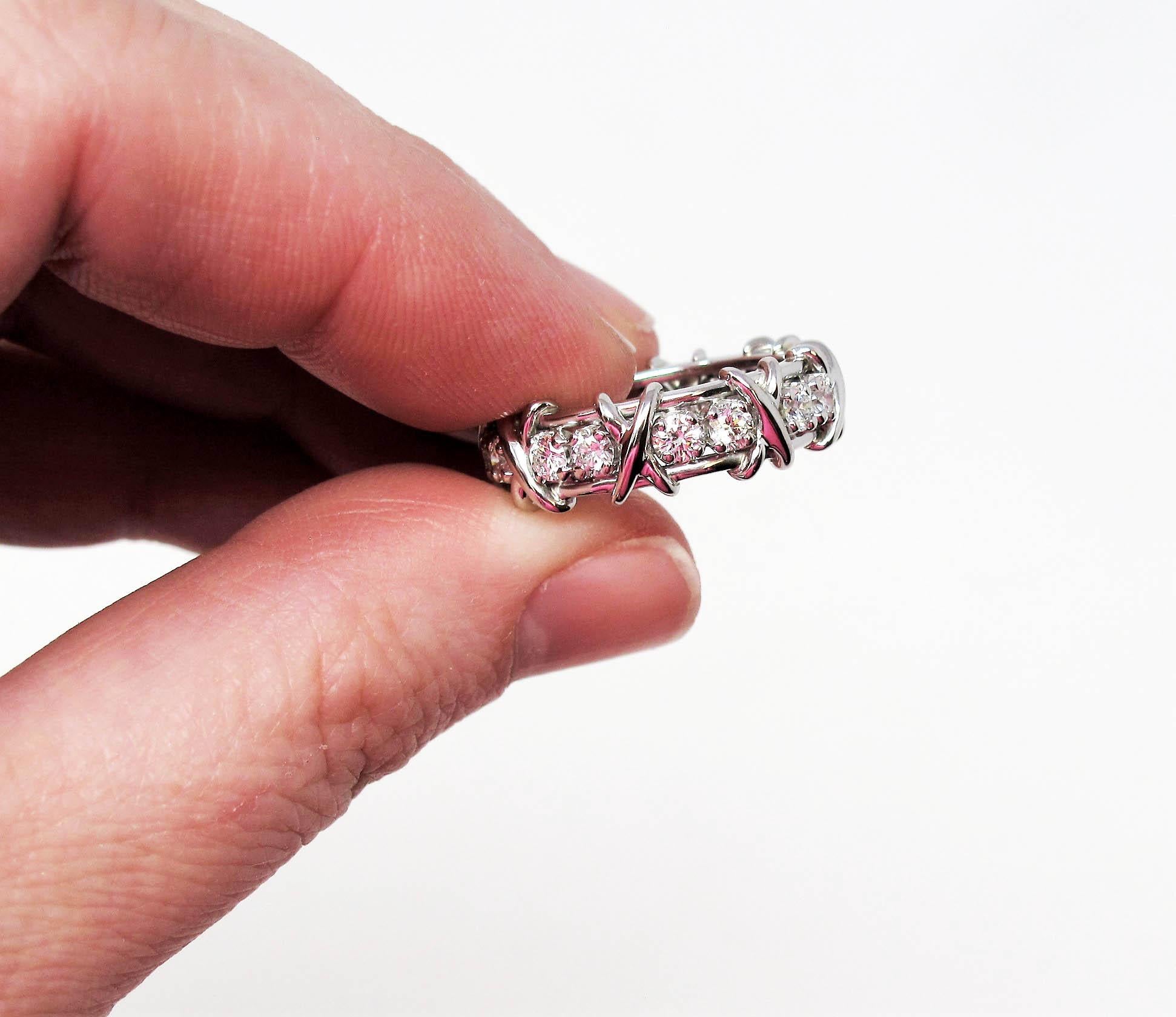 Round Cut Tiffany & Co. Schlumberger Diamond Sixteen-Stone Platinum Band Ring Size 6