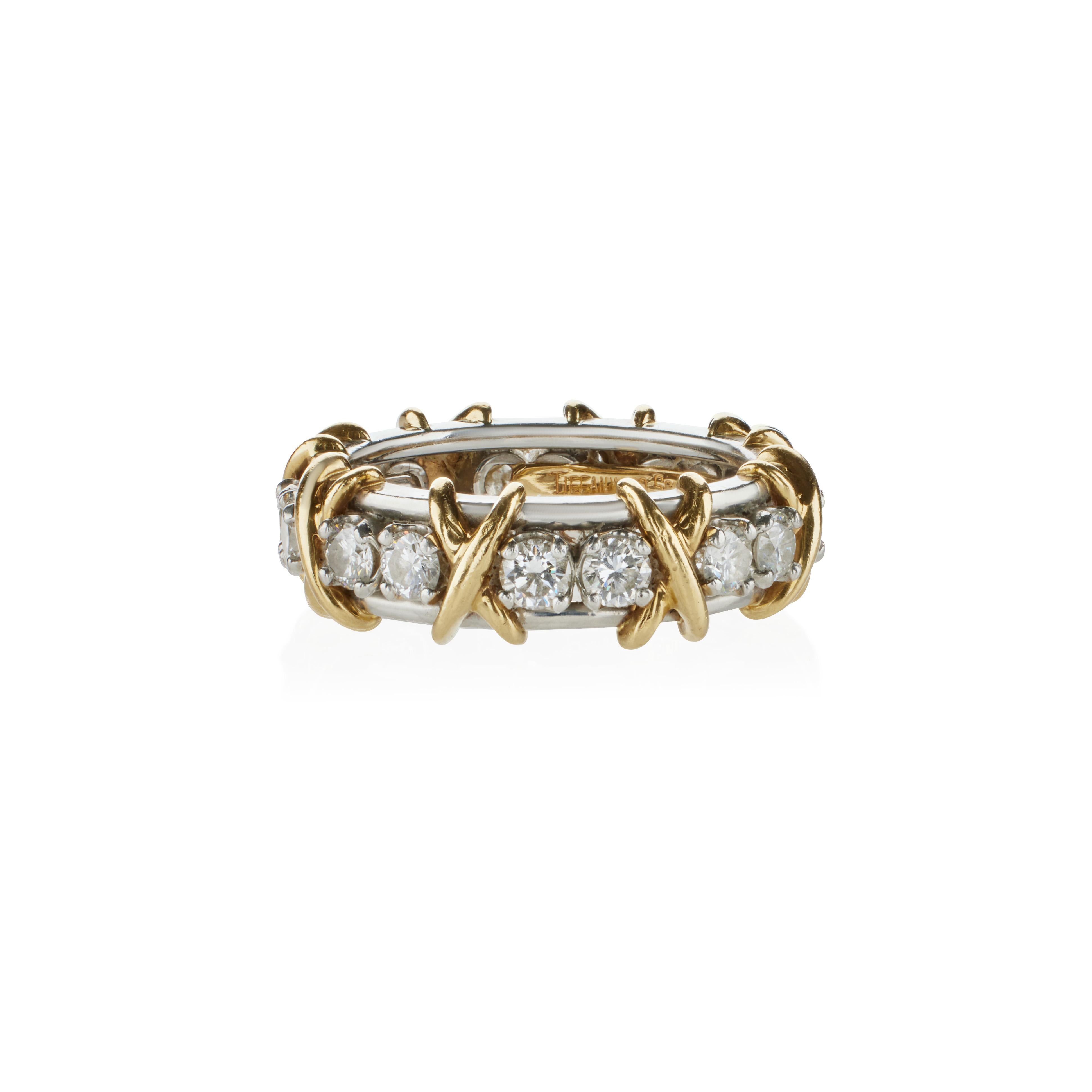 Tiffany & Co. Schlumberger Diamant-Ring mit sechzehn Steinen im Zustand „Hervorragend“ im Angebot in New York, NY
