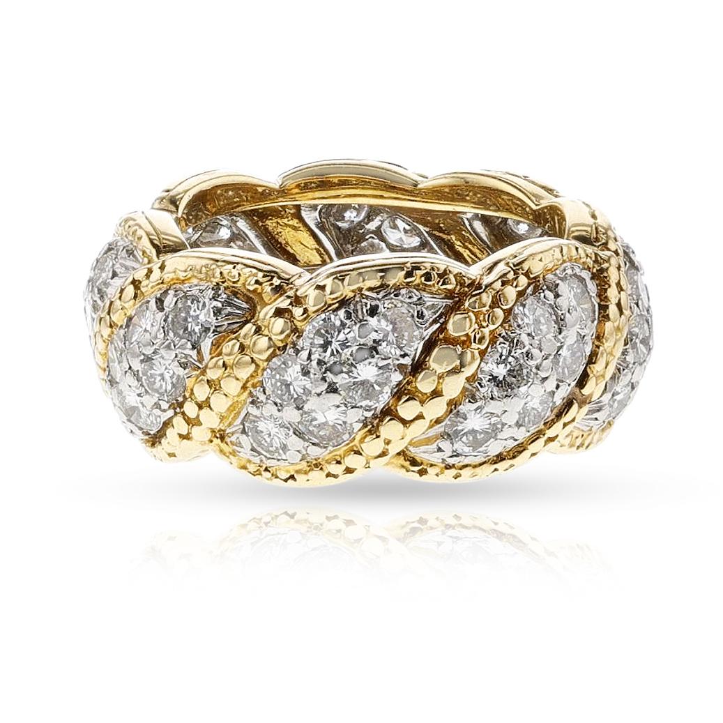 Tiffany & Co. Schlumberger Diamond Wedding Band, 18k and Platinum For Sale 1