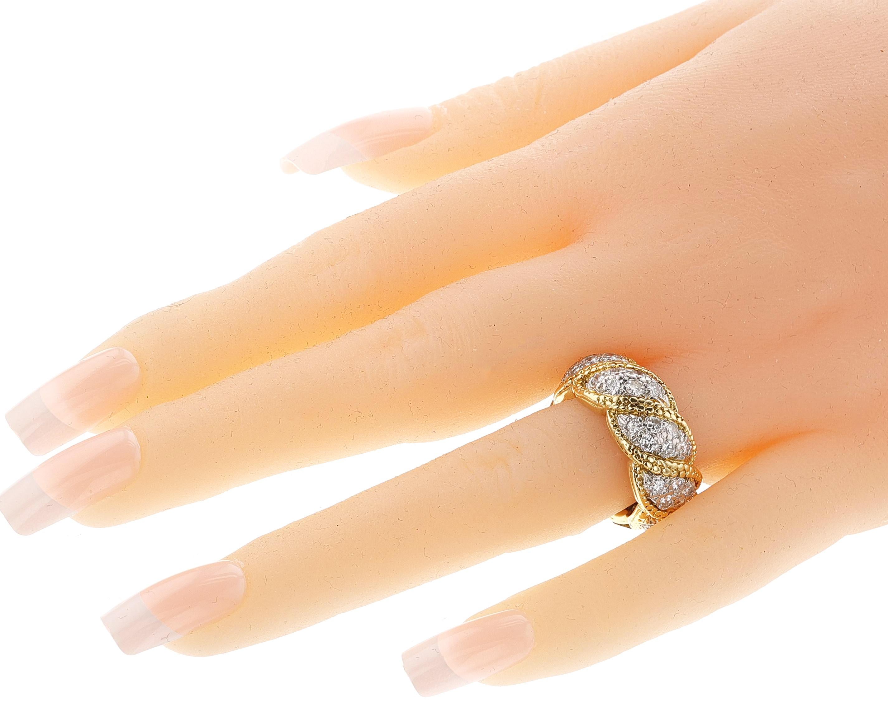 Tiffany & Co. Schlumberger Diamond Wedding Band, 18k and Platinum For Sale 2