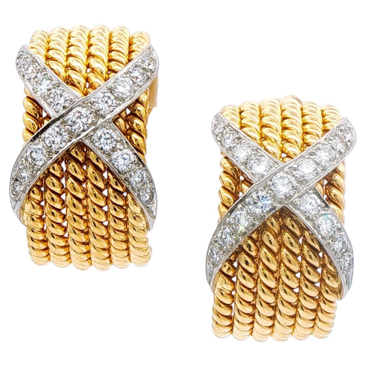 Tiffany & Co. Pendientes de cadena Schlumberger Diamond X de 6 filas