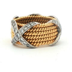 Tiffany & Co. Schlumberger Diamond X 6 Row Rope Ring