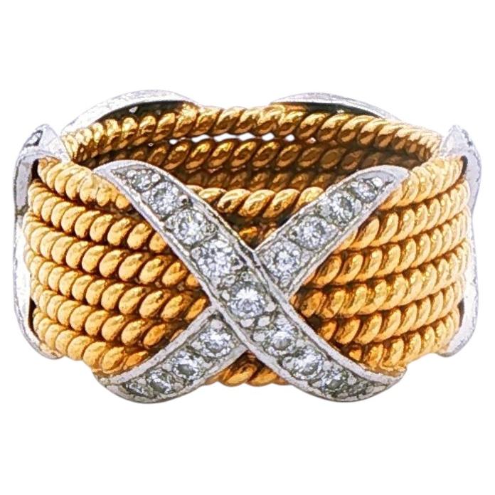Tiffany & Co. Schlumberger Diamond X 6-reihiger Seilring im Angebot