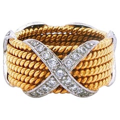 Tiffany & Co. Schlumberger Diamond X 6 Row Rope Ring