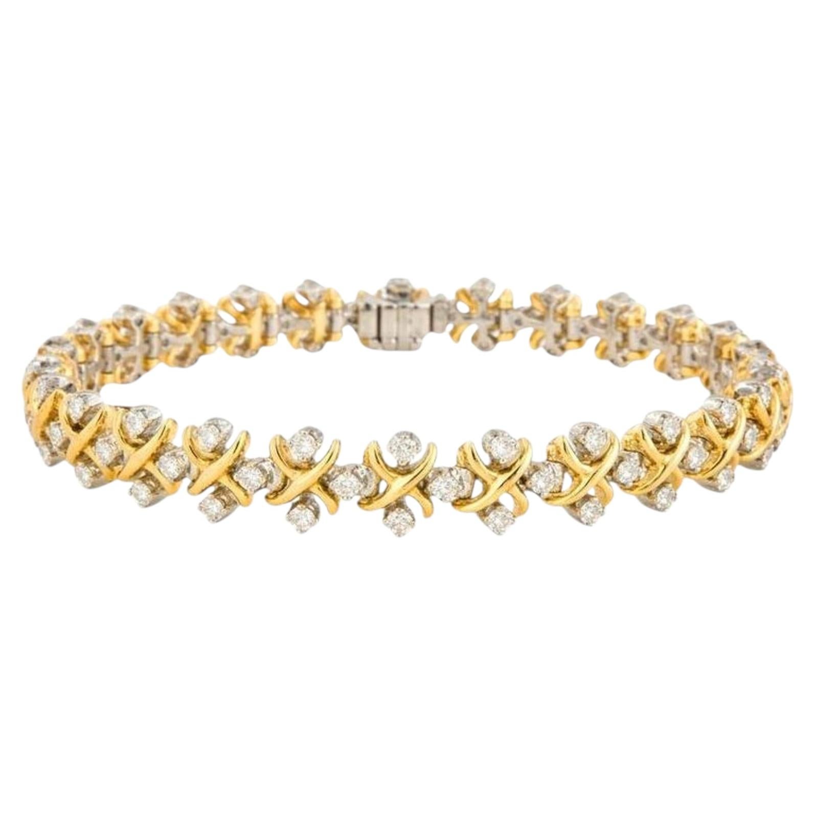 Tiffany & Co. Pulsera Schlumberger Diamond X Link de oro de 18 quilates y platino