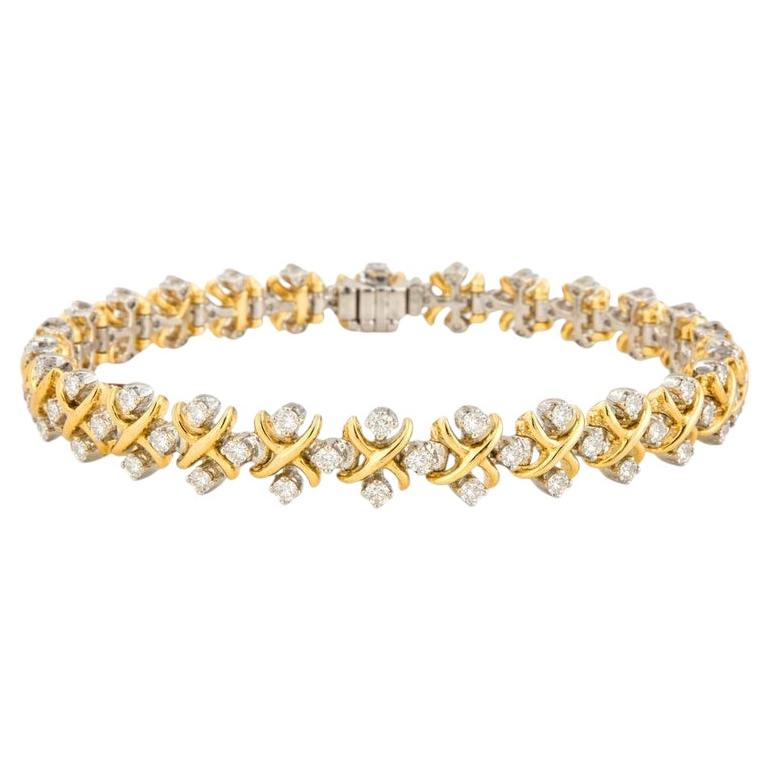 Tiffany & Co. Schlumberger Diamond X Link Bracelet in 18K Gold & Platinum