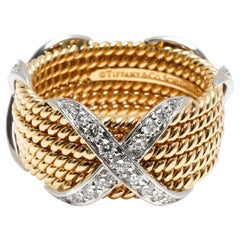 Tiffany & Co. Schlumberger Diamond X-Ring in 18 Karat Yellow Gold/Platinum