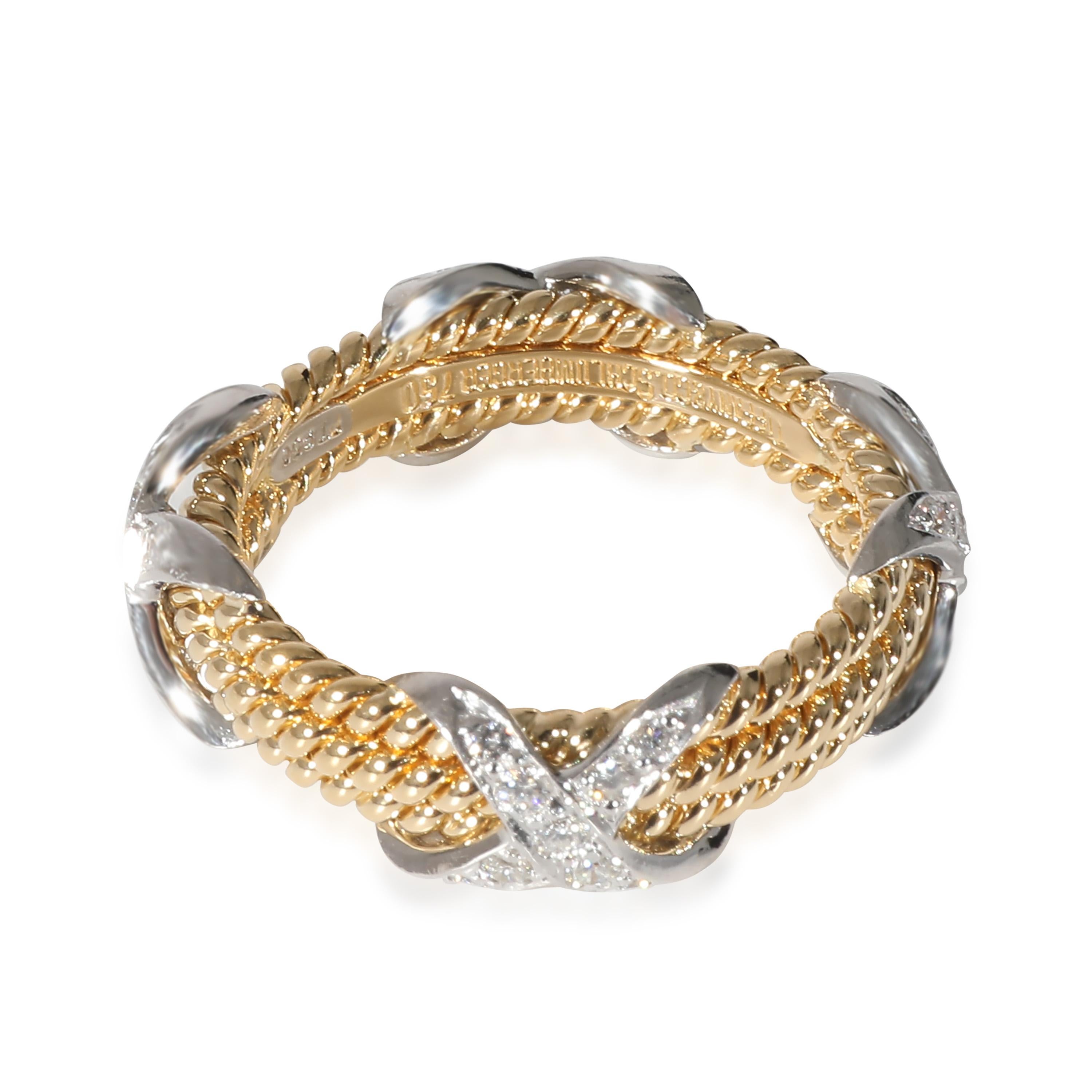Women's Tiffany & Co. Schlumberger Diamond X Ring in 18KT Yellow Gold/Platinum