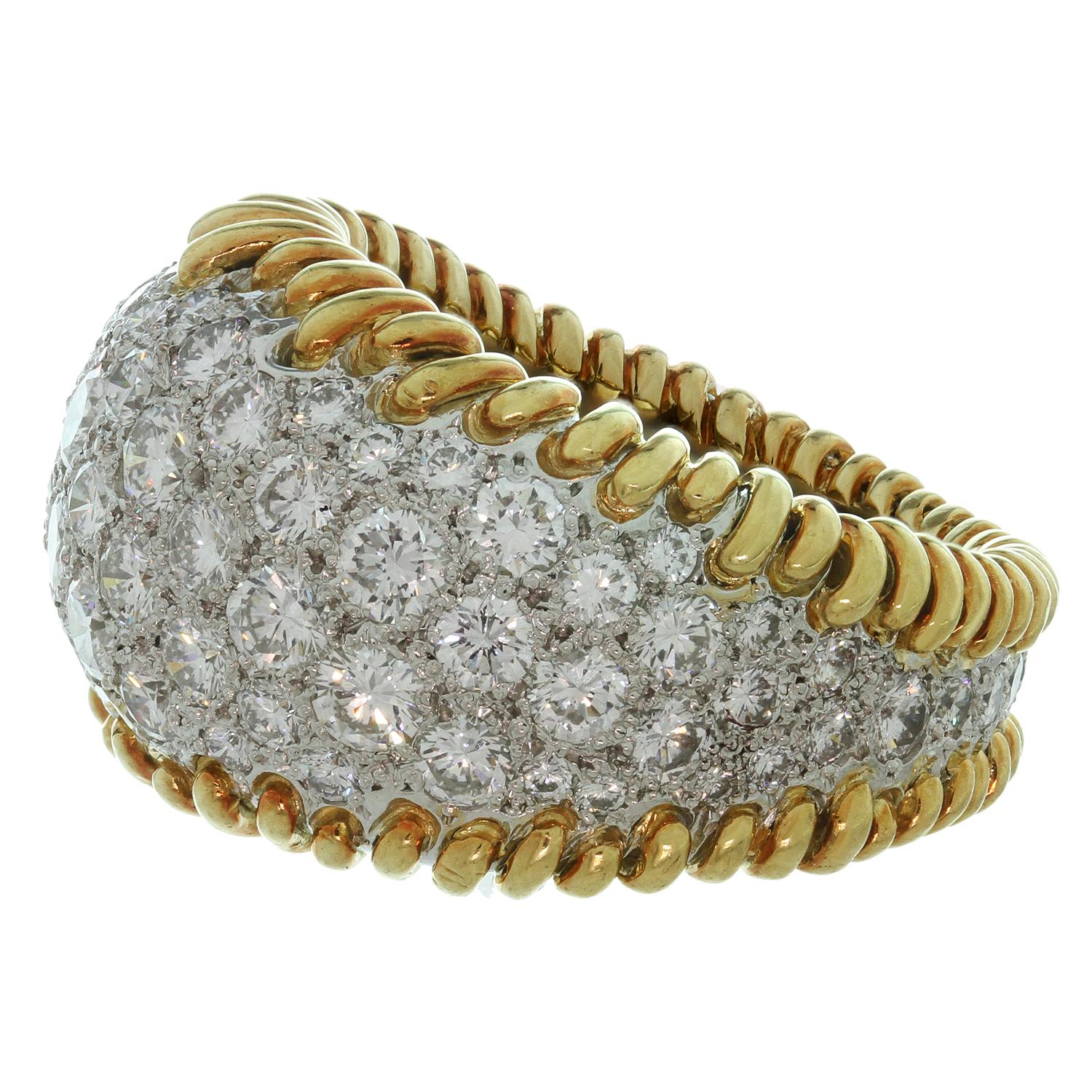 Tiffany & Co. Schlumberger Diamond Yellow Gold Ring In Excellent Condition In New York, NY