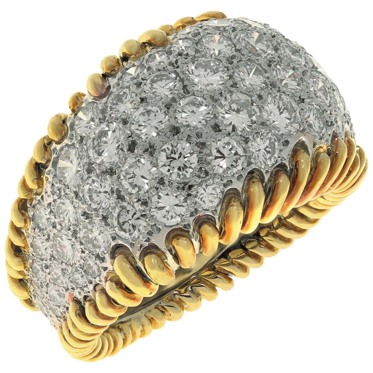 Tiffany and Co. Jean Schlumberger Sixteen-Stone Diamond X Band Ring