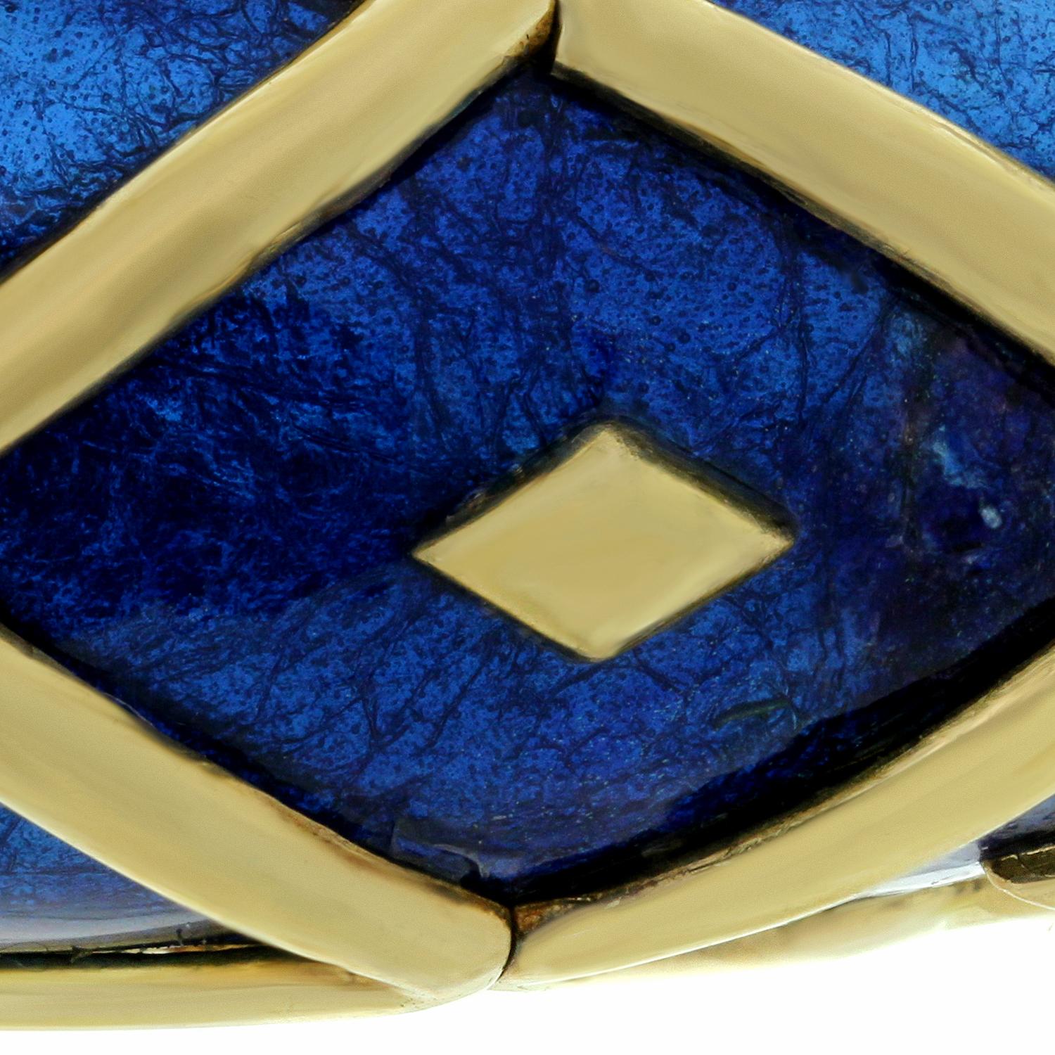 Tiffany & Co. Schlumberger Dot Losange Blue Enamel Bangle Bracelet and Earrings 9